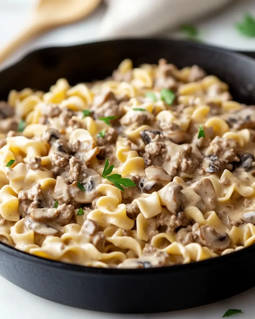 Ground Beef Stroganoff with Caramelized Mushroom Ground Beef Stroganoff with Caramelized Mushrooms