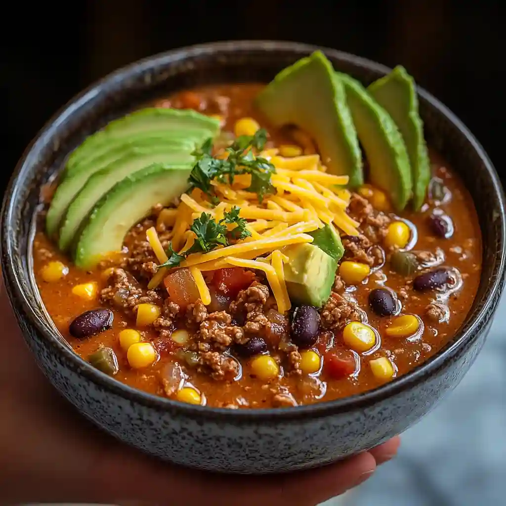 Ground Beef Taco Soup Recipe with Beans Kismetrecipes