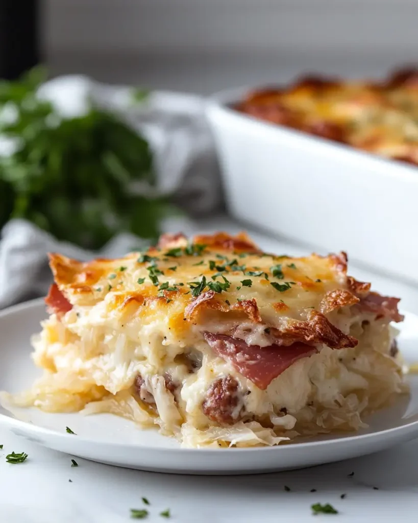 Reuben Style Casserole with Pastrami Meatball Reuben Style Casserole with Pastrami Meatballs