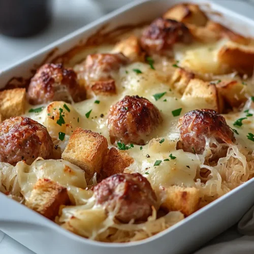 Reuben Style Casserole with Pastrami Meatballs Reuben Style Casserole with Pastrami Meatballs