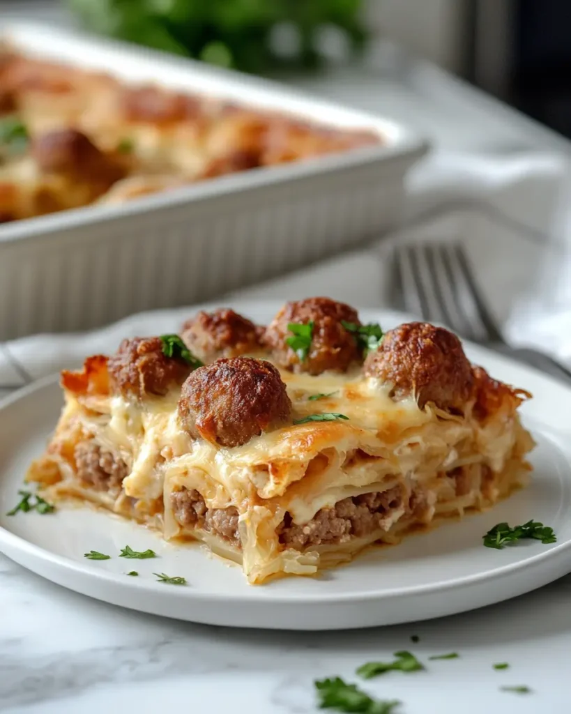 Reuben Style Casserole with Pastrami Meatballs recipe Reuben Style Casserole with Pastrami Meatballs