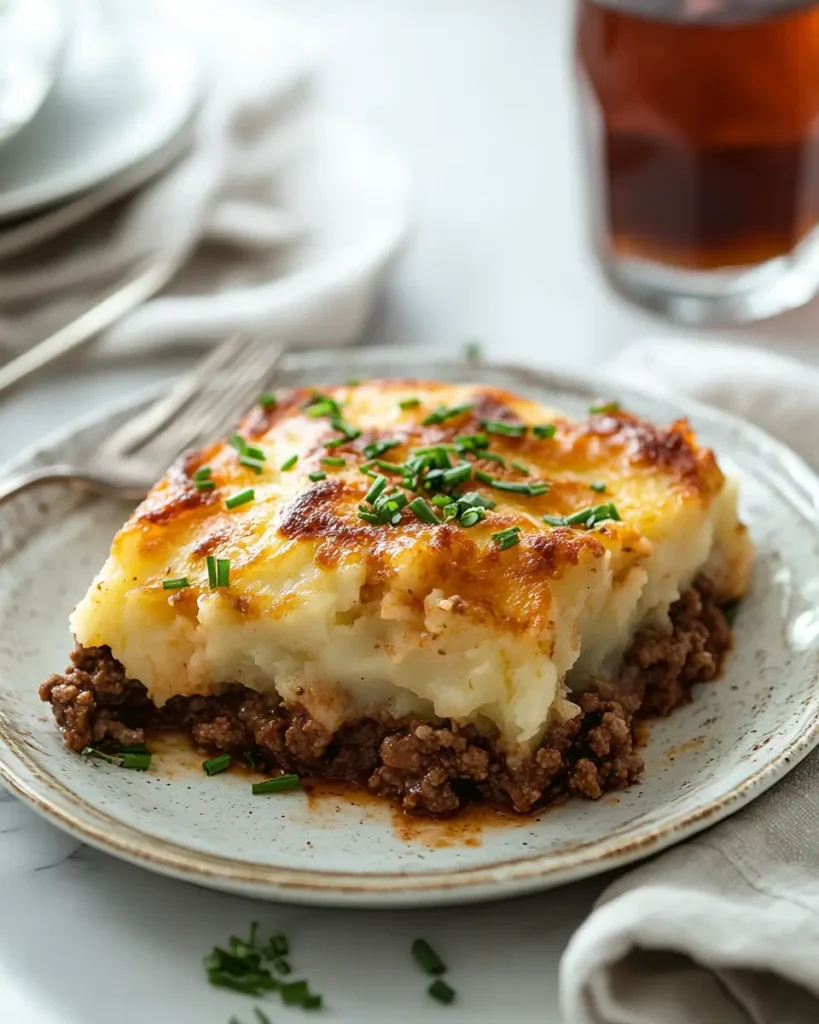 Serving Cheesy Ground Beef and Potatoes Casserole Recipe Cheesy Ground Beef and Potatoes Casserole Recipe