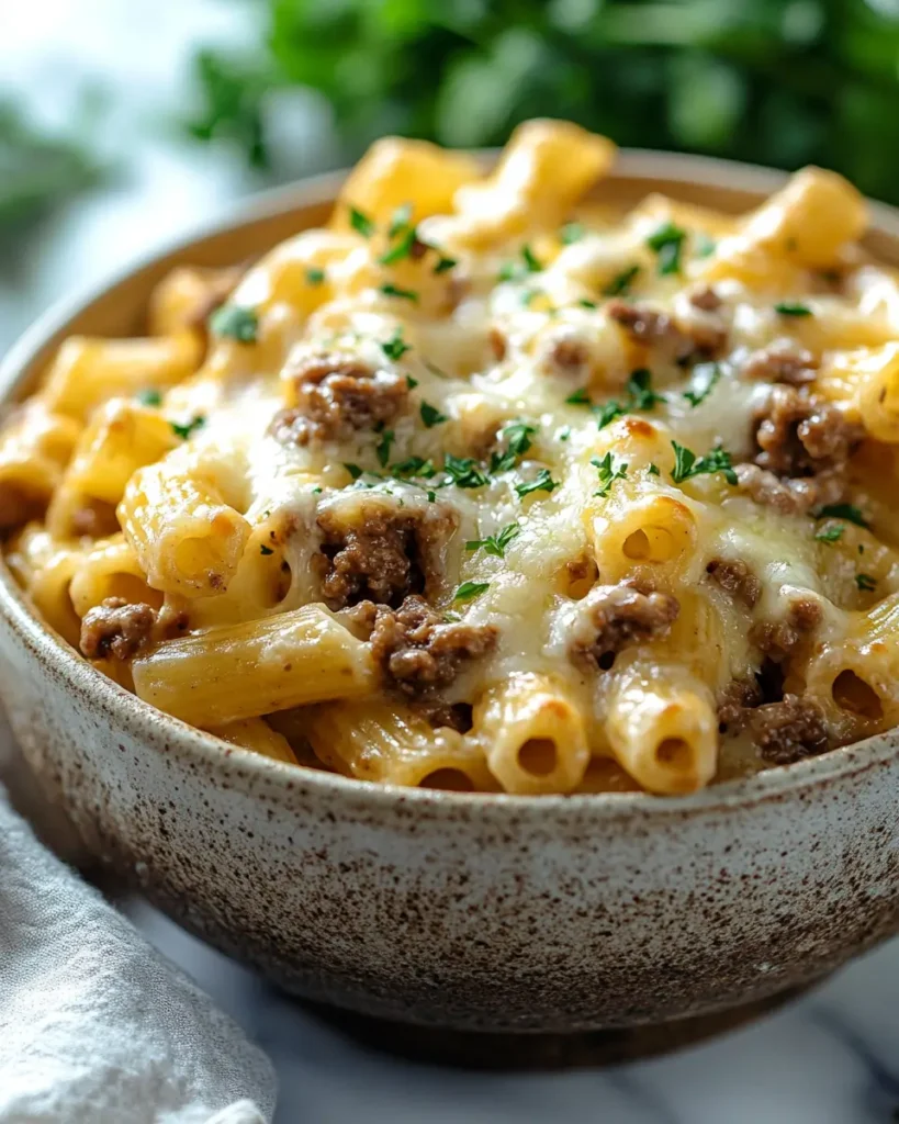 Serving Creamy Ground Beef Pasta Recipe Creamy Ground Beef Pasta Recipe