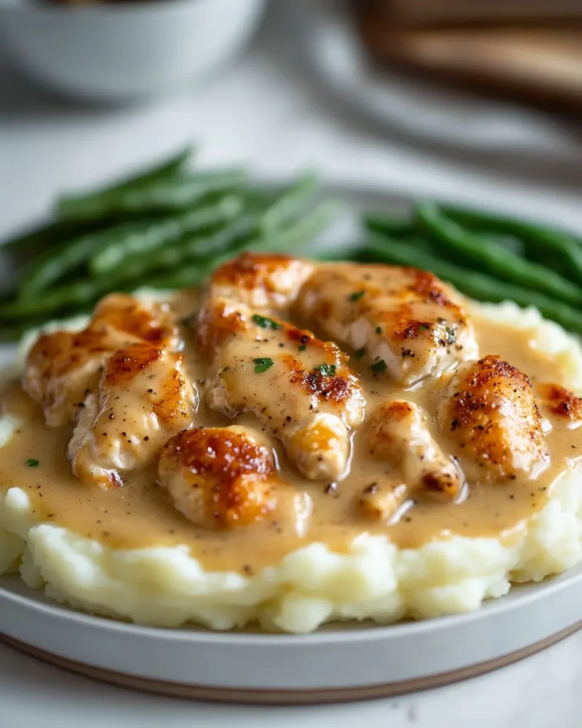 Serving Easy Chicken and Gravy Recipe Stovetop Easy Chicken and Gravy Stovetop