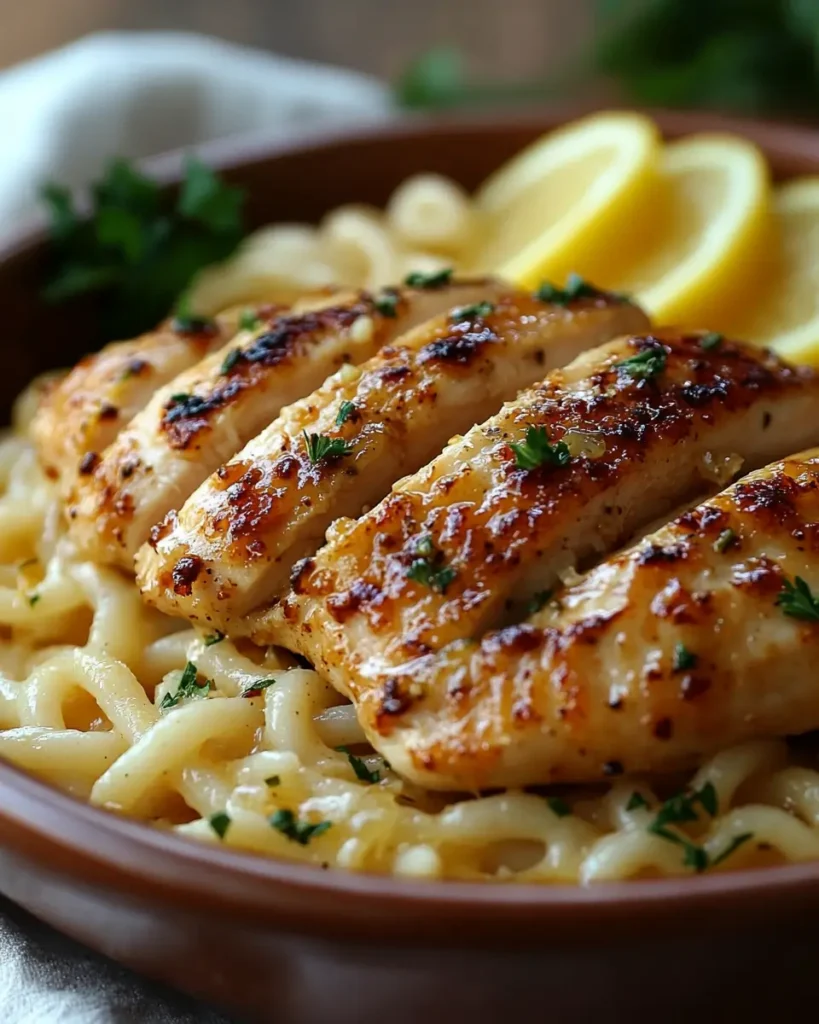 Serving Lemon and Garlic Roast Chicken and Rotini in Parmesan Sauce Lemon and Garlic Roast Chicken and Rotini in Parmesan Sauce