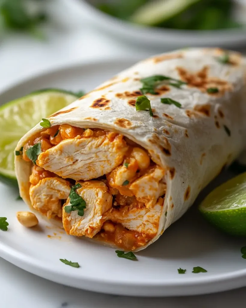 Thai Chicken Wrap with Spicy Peanut Sauce recipe Thai Chicken Wrap with Spicy Peanut Sauce