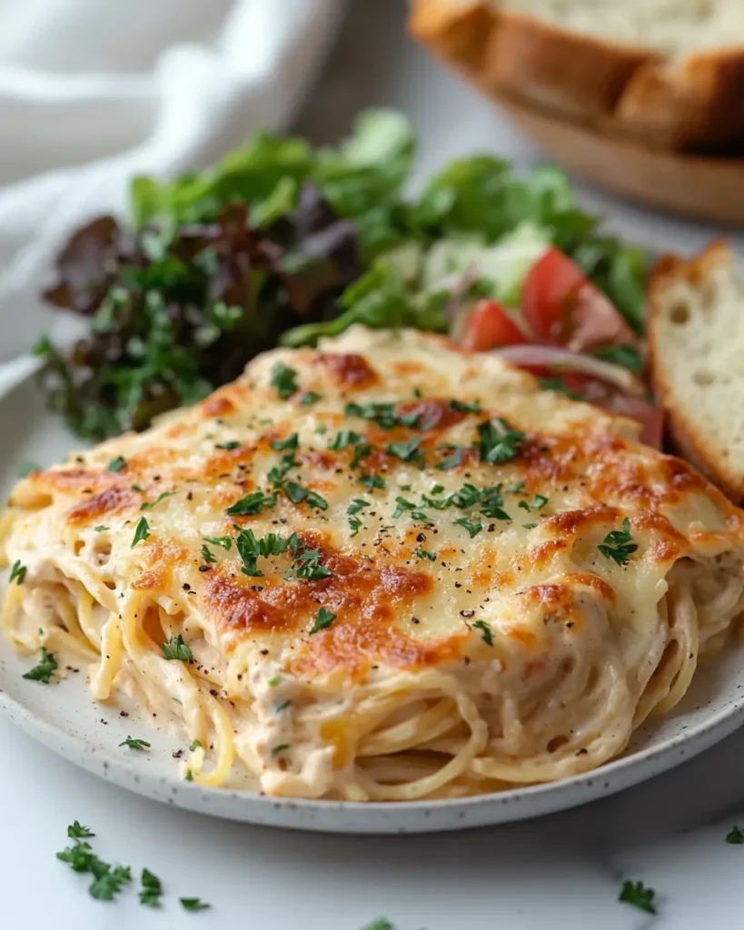 Easy Creamy Italian Southern Chicken Spaghetti Casserole recipe 2 Creamy Italian Southern Chicken Spaghetti Casserole