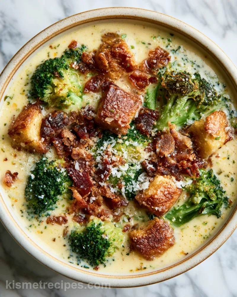 Loaded Broccoli Cheddar Soup with Beef Bacon