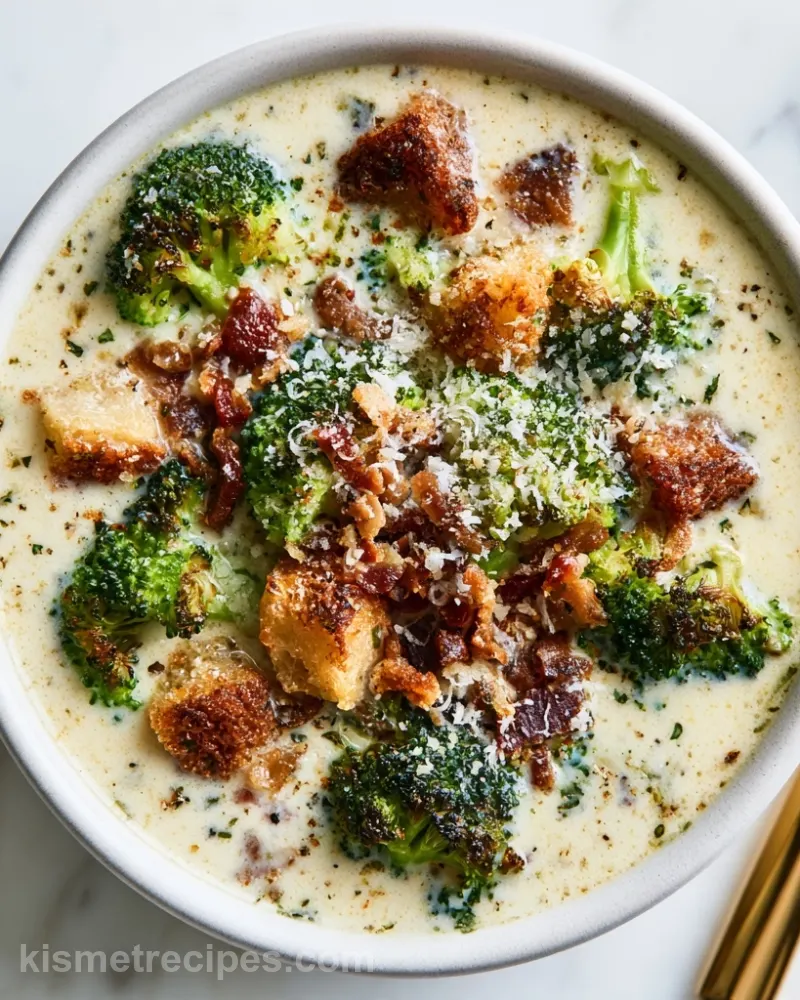 Loaded Broccoli Cheddar Soup with Beef Bacon