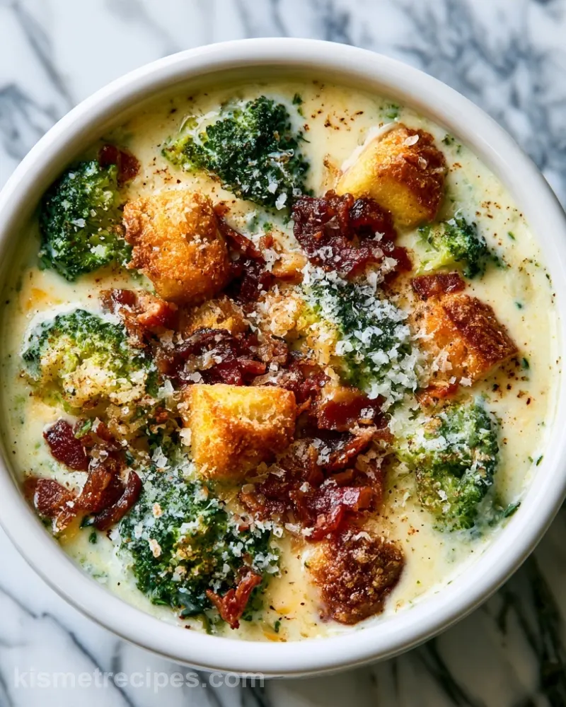 Loaded Broccoli Cheddar Soup with Beef Bacon