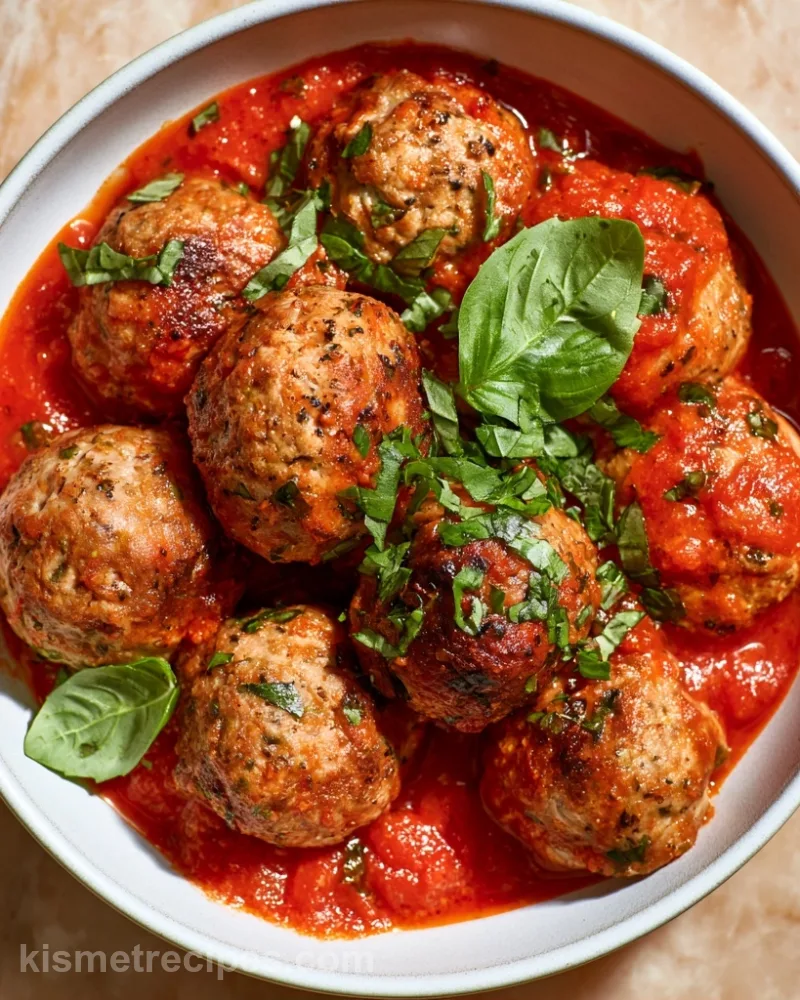 Slow Cooker Turkey Meatballs in Marinara and Basil