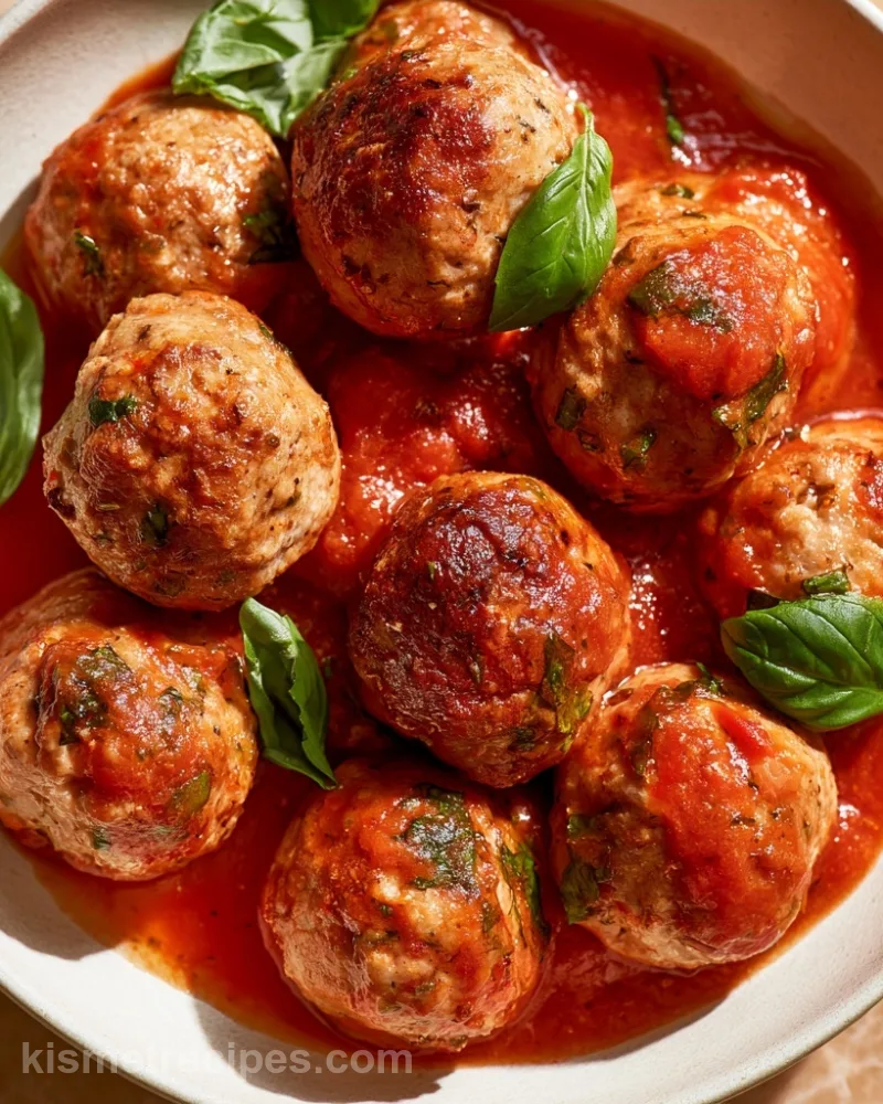 Slow Cooker Turkey Meatballs in Marinara and Basil